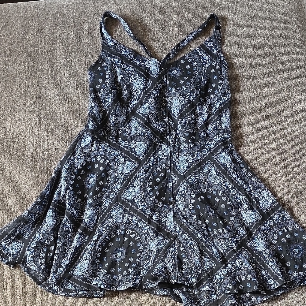 American Rag Black and Blue Bandana Print Dress